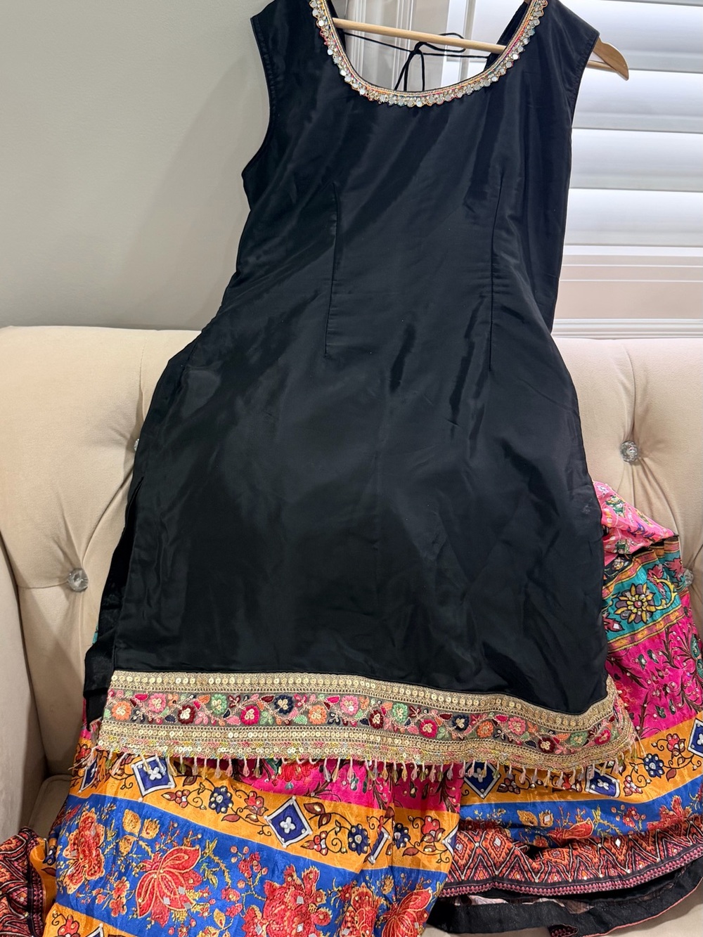 Black and Multicolour Sharara Suit with Cancan Perfect For A Jaggo